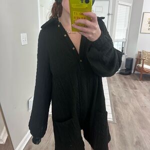 Black Knit Jumpsuit with Pockets